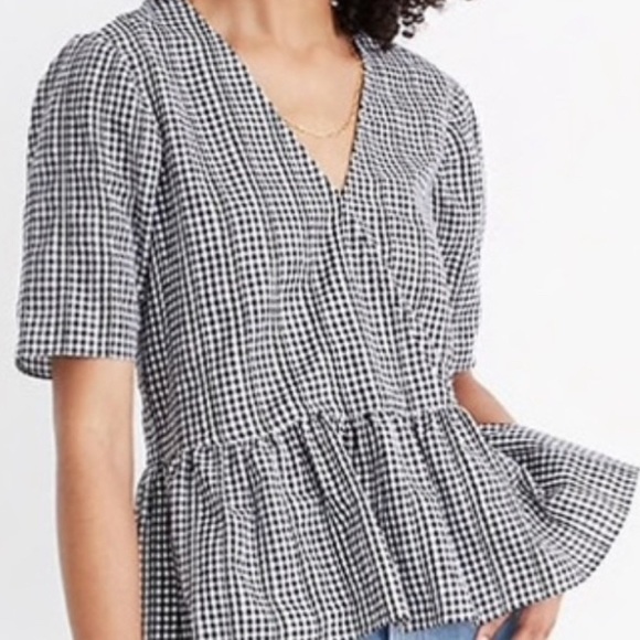Madewell Crossover Peplum in Gingham - Picture 2 of 10